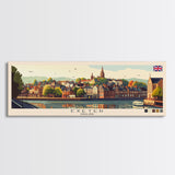 Panoramic Travel Poster Exeter, England Canvas Print, Exeter, England Painting, England Art, Exeter Travel Art, Guest Room Painting