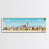 Faisalabad, Pakistan Panoramic Travel Poster Canvas Print, Faisalabad, Pakistan Painting, Pakistan Art, Faisalabad Panoramic Travel Art, Travel Painting