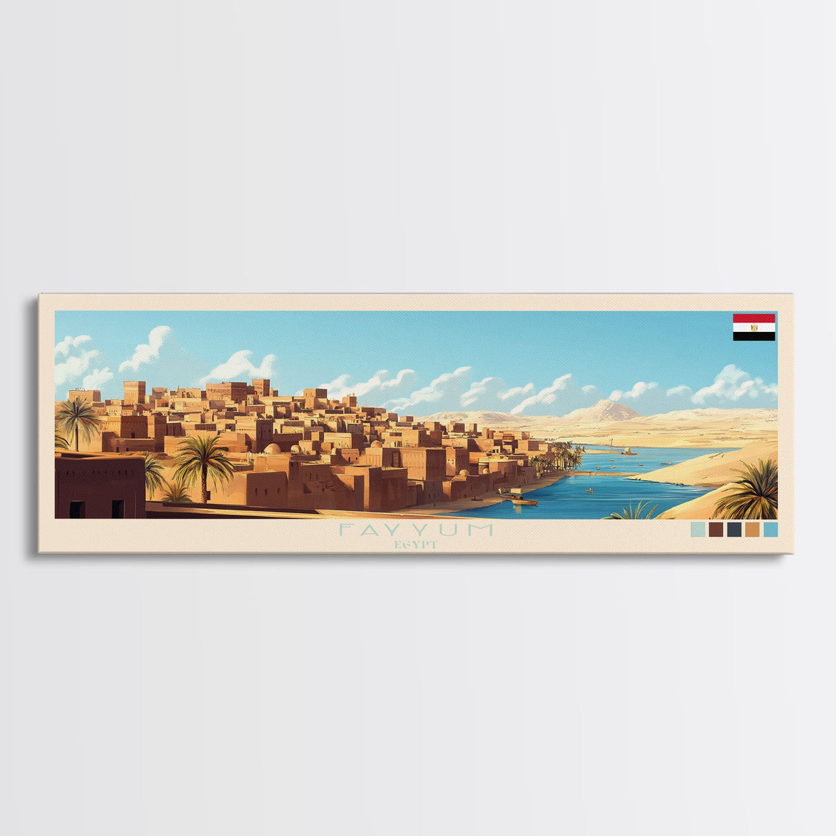 Fayyum, Egypt Panoramic Travel Poster Canvas Print, Fayyum, Egypt Painting, Egypt Art, Fayyum Travel Art, Guest Room Painting