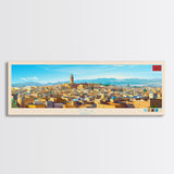 Fez, Morocco Travel Poster Panoramic Canvas Print, Fez, Morocco Painting, Morocco Art, Fez Travel Art, Guest Room Painting