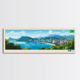 Florianopolis, Brazil Panoramic Travel Poster Canvas Print, Florianopolis, Brazil Painting, Brazil Art, Florianopolis Panoramic Travel Art, Travel Painting