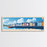 Galway, Ireland Panoramic Travel Poster Canvas Print, Galway, Ireland Painting, Ireland Art, Galway Travel Art, Living Room Painting