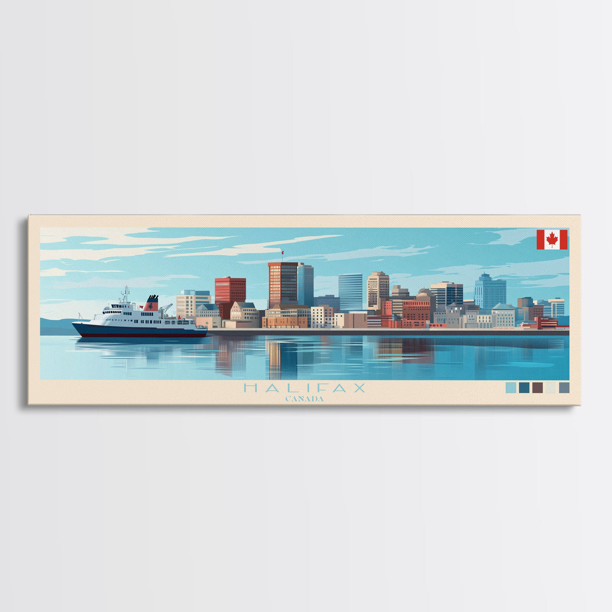 Panoramic Travel Poster Halifax, Canada Canvas Print, Halifax, Canada Painting, Canada Art, Halifax Travel Art, Guest Room Painting