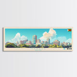 Harare, Zimbabwe Panoramic Travel Poster Canvas Print, Harare, Zimbabwe Painting, Zimbabwe Art, Harare Travel Art, Living Room Painting