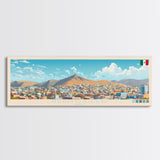 Hermosillo, Mexico Travel Poster Panoramic Canvas Print, Hermosillo, Mexico Painting, Mexico Art, Hermosillo Travel Art, Guest Room Painting