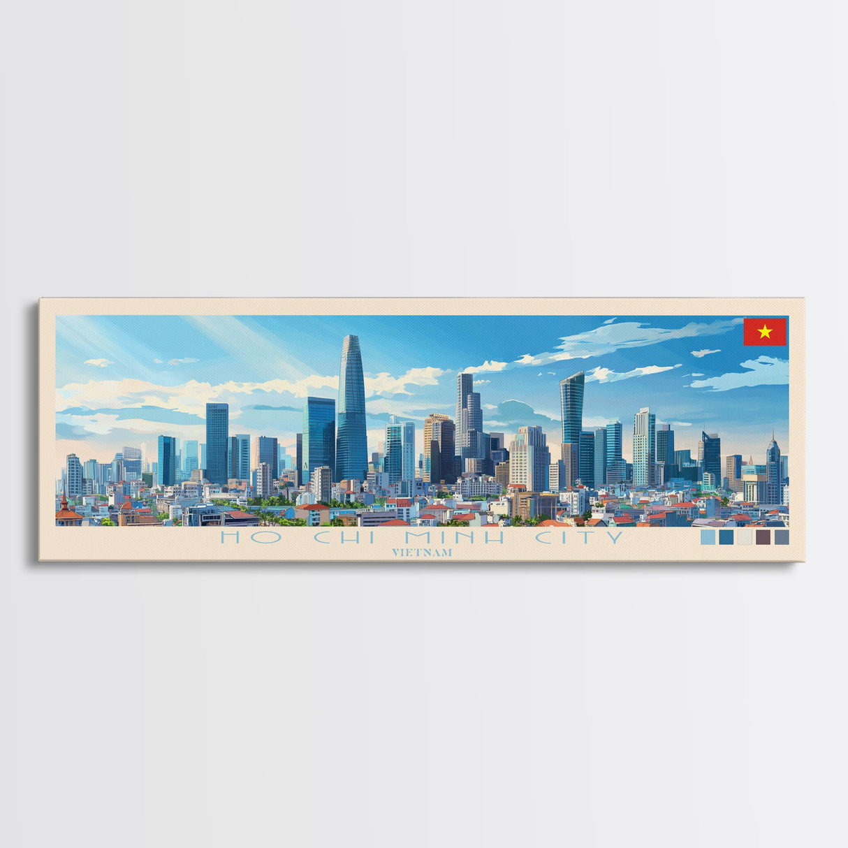 Ho Chi Minh City, Vietnam Panoramic Travel Poster Canvas Print, Ho Chi Minh City, Vietnam Painting, Vietnam Art, Ho Chi Minh City Panoramic Travel Art, Travel Painting