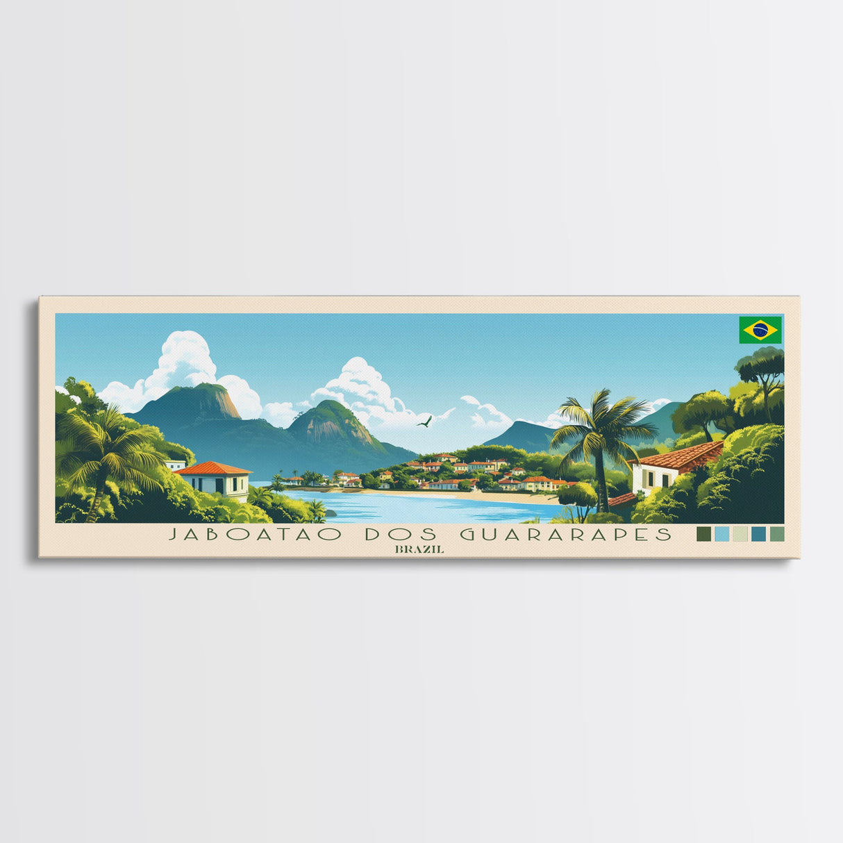 Jaboatao dos Guararapes, Brazil Panoramic Travel Poster Canvas Print, Jaboatao dos Guararapes, Brazil Painting, Brazil Art, Jaboatao dos Guararapes Travel Art, Living Room Painting