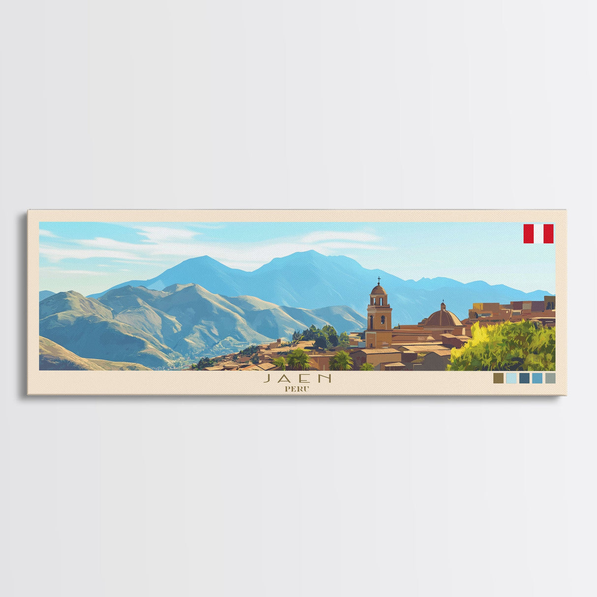 Jakarta, Indonesia Travel Poster Panoramic Canvas Print, Jakarta, Indonesia Painting, Indonesia Art, Jakarta Travel Art, Guest Room Painting