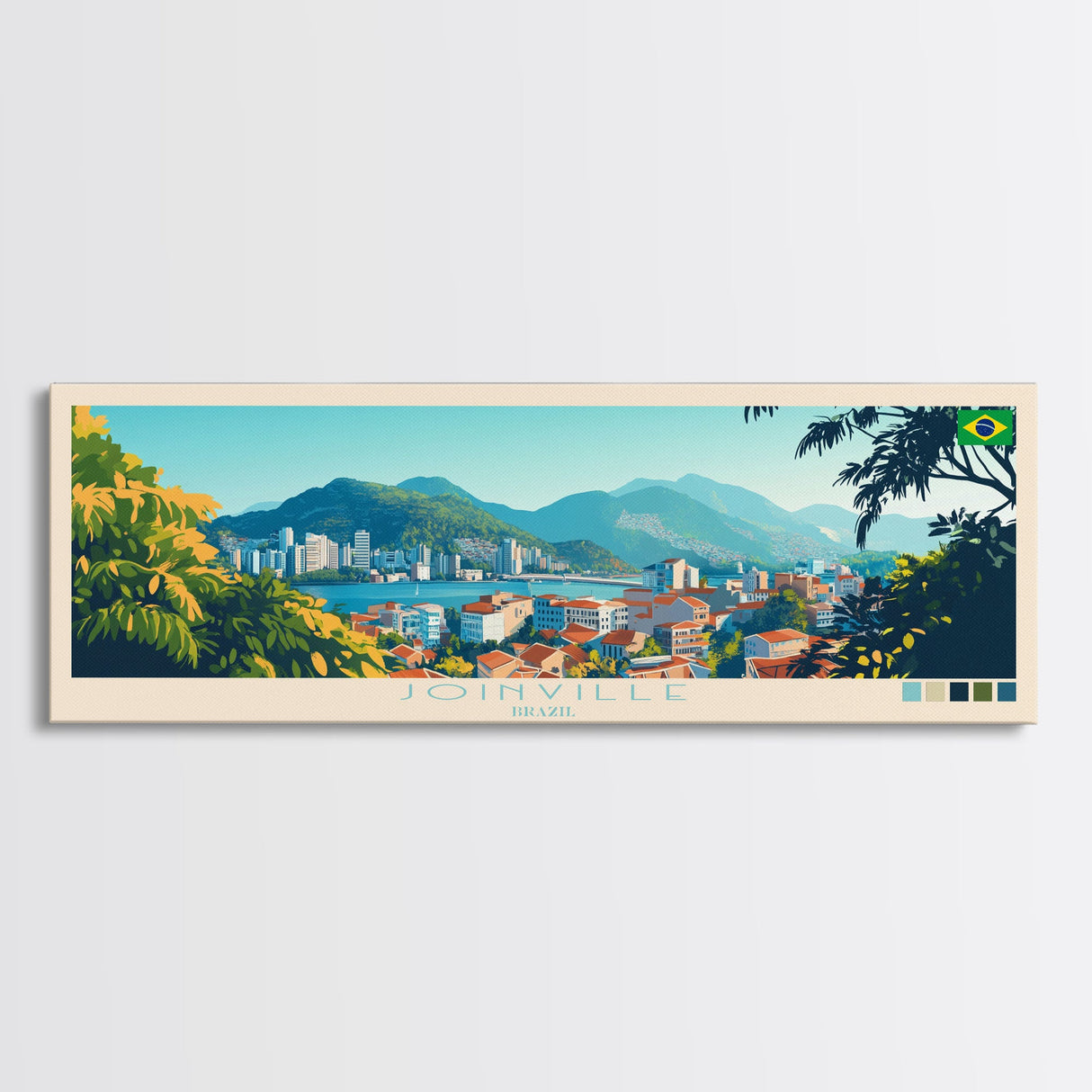 Joao Pessoa, Brazil Travel Poster Panoramic Canvas Print, Joao Pessoa, Brazil Painting, Brazil Art, Joao Pessoa Travel Art, Guest Room Painting