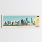 Karachi, Pakistan Panoramic Travel Poster Canvas Print, Karachi, Pakistan Painting, Pakistan Art, Karachi Panoramic Travel Art, Travel Painting