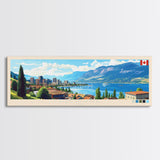 Kelowna, Canada Panoramic Travel Poster Canvas Print, Kelowna, Canada Painting, Canada Art, Kelowna Travel Art, Living Room Painting