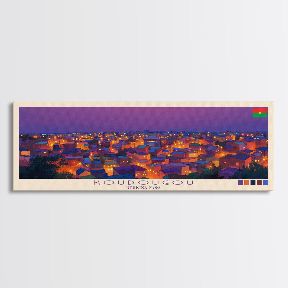 Koudougou, Burkina Faso Travel Poster Panoramic Canvas Print, Koudougou, Burkina Faso Painting, Burkina Faso Art, Koudougou Travel Art, Guest Room Painting