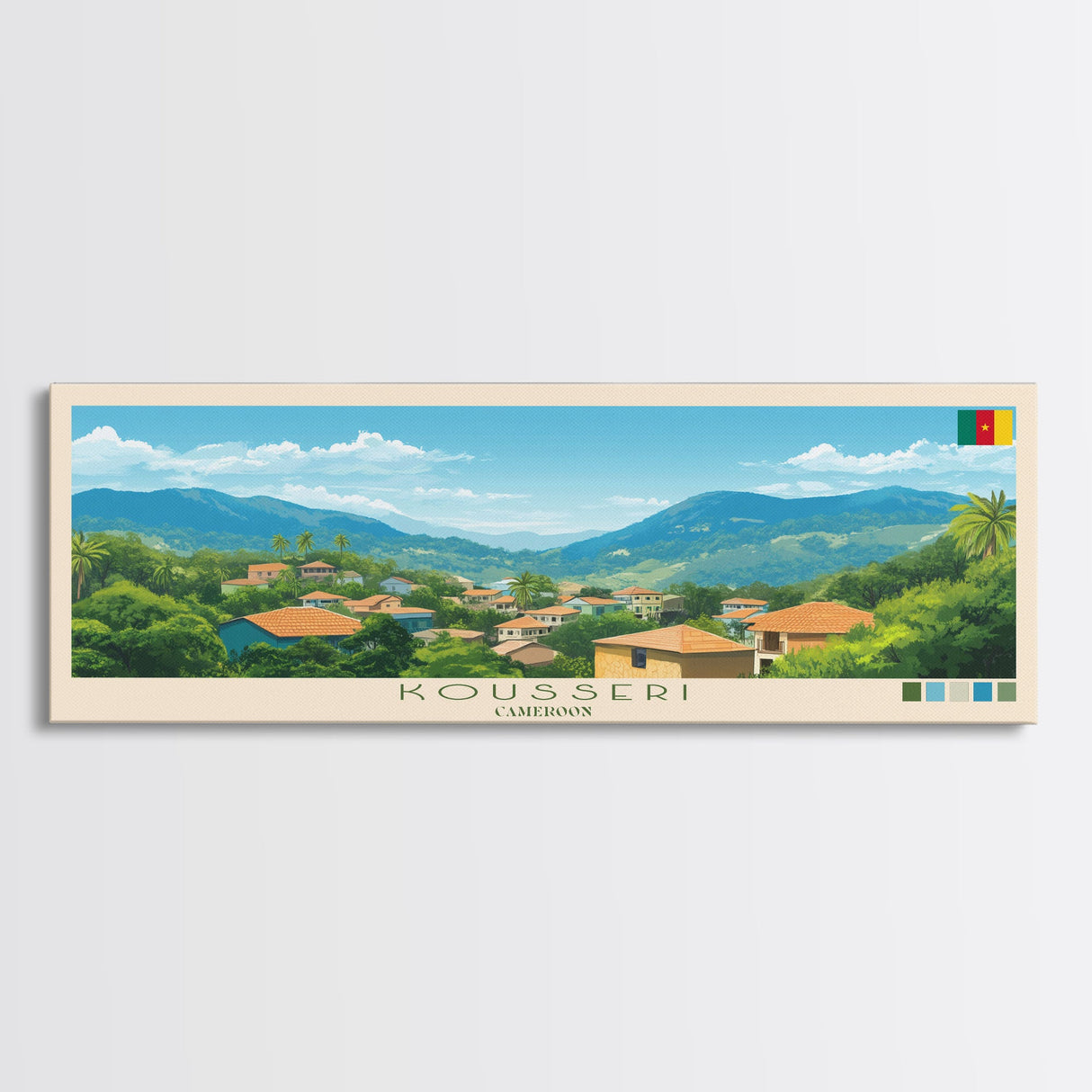 Kousseri, Cameroon Travel Poster Panoramic Canvas Print, Kousseri, Cameroon Painting, Cameroon Art, Kousseri Travel Art, Guest Room Painting