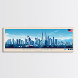 Kuala Lumpur, Malaysia Panoramic Travel Poster Canvas Print, Kuala Lumpur, Malaysia Painting, Malaysia Art, Kuala Lumpur Travel Art, Guest Room Painting