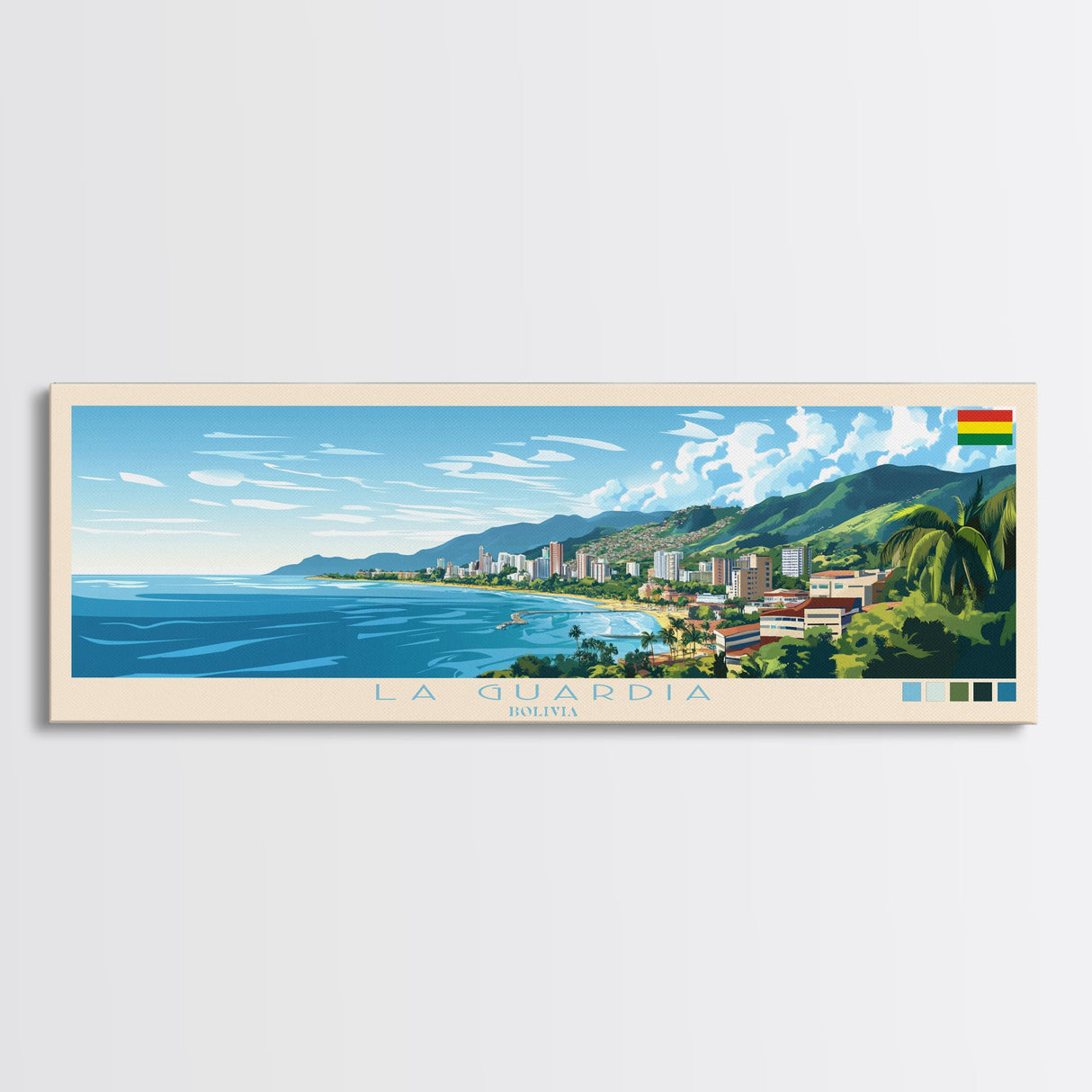 La Guardia, Bolivia Travel Poster Panoramic Canvas Print, La Guardia, Bolivia Painting, Bolivia Art, La Guardia Travel Art, Guest Room Painting