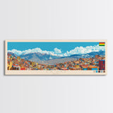 La Paz, Bolivia Panoramic Travel Poster Canvas Print, La Paz, Bolivia Painting, Bolivia Art, La Paz Panoramic Travel Art, Travel Painting