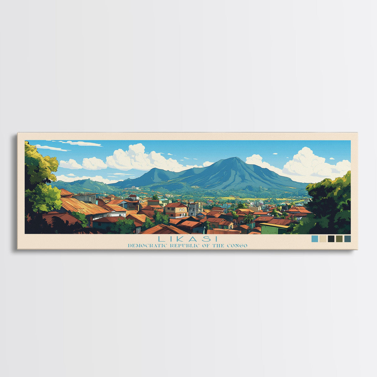 Likasi, Congo Travel Poster Panoramic Canvas Print, Likasi, Congo Painting, Congo Art, Likasi Travel Art, Guest Room Painting