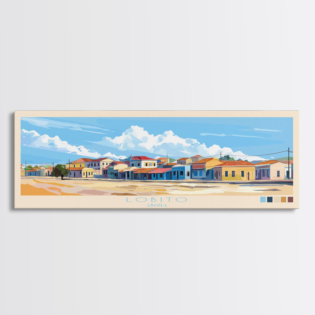 Lobito, Angola Travel Poster Panoramic Canvas Print, Lobito, Angola Painting, Angola Art, Lobito Travel Art, Guest Room Painting