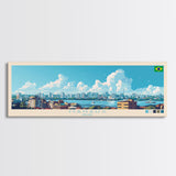 Manaus, Brazil Panoramic Travel Poster Canvas Print, Manaus, Brazil Painting, Brazil Art, Manaus Panoramic Travel Art, Travel Painting