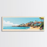 Manta, Ecuador Panoramic Travel Poster Canvas Print, Manta, Ecuador Painting, Ecuador Art, Manta Travel Art, Living Room Painting