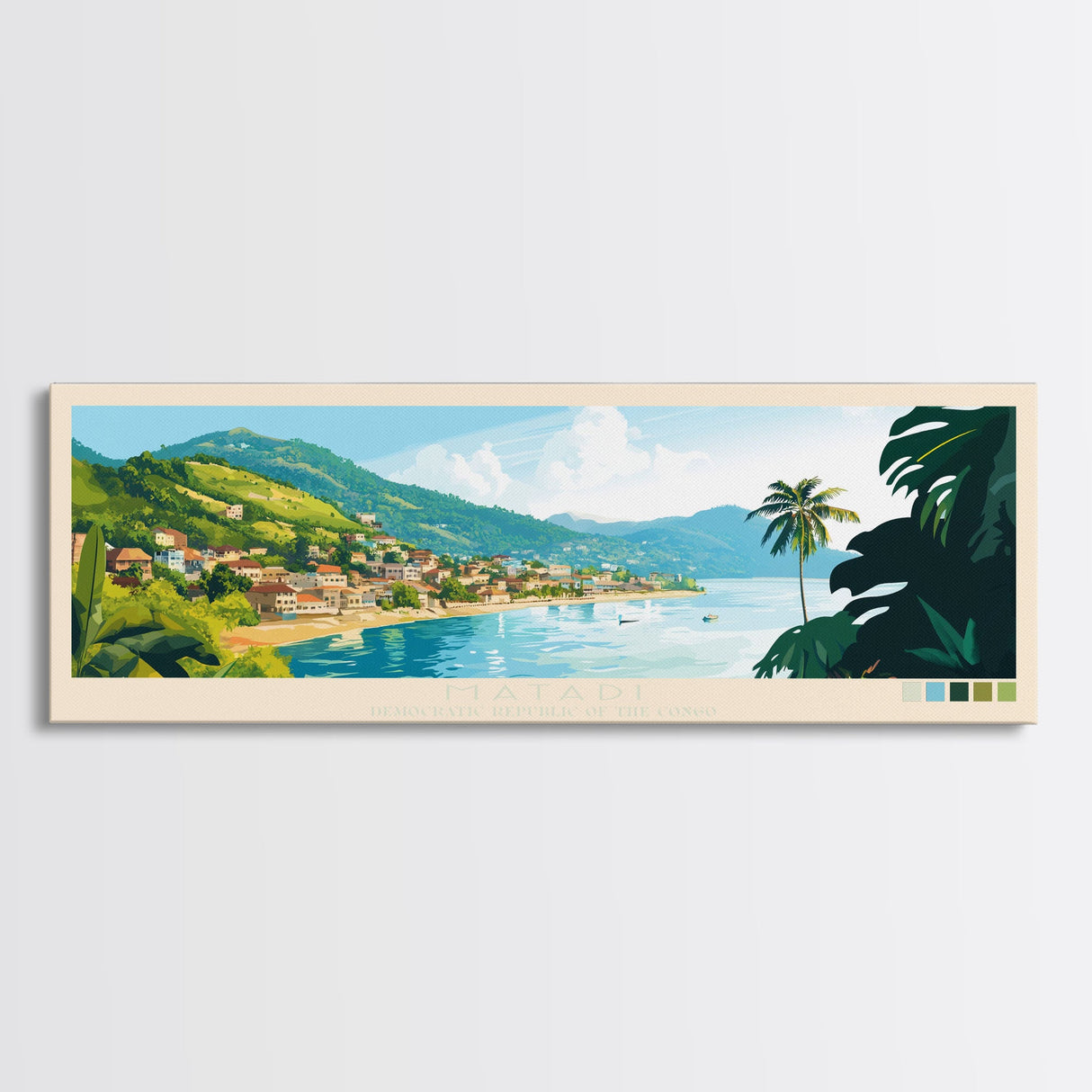 Panoramic Travel Poster Matadi, Congo Canvas Print, Matadi, Congo Painting, Congo Art, Matadi Travel Art, Guest Room Painting