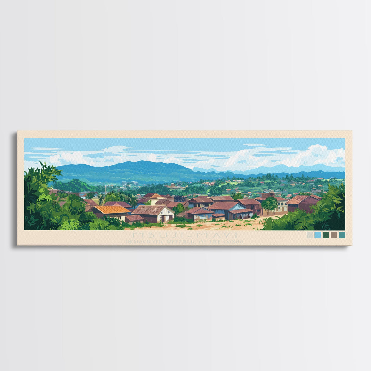 Mbuji-Mayi, Congo Travel Poster Panoramic Canvas Print, Mbuji-Mayi, Congo Painting, Congo Art, Mbuji-Mayi Travel Art, Guest Room Painting