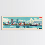 Medan, Indonesia Panoramic Travel Poster Canvas Print, Medan, Indonesia Painting, Indonesia Art, Medan Panoramic Travel Art, Travel Painting