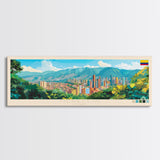 Medellin, Colombia Panoramic Travel Poster Canvas Print, Medellin, Colombia Painting, Colombia Art, Medellin Travel Art, Guest Room Painting