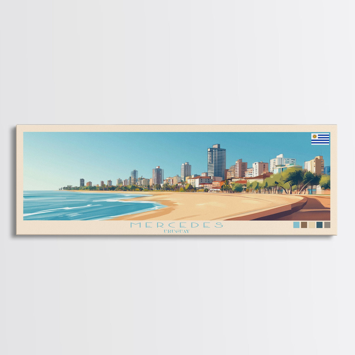 Mercedes, Uruguay Travel Poster Panoramic Canvas Print, Mercedes, Uruguay Painting, Uruguay Art, Mercedes Travel Art, Guest Room Painting