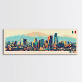 Mexico City, Mexico Panoramic Travel Poster Canvas Print, Mexico City, Mexico Painting, Mexico Art, Mexico City Travel Art, Guest Room Painting