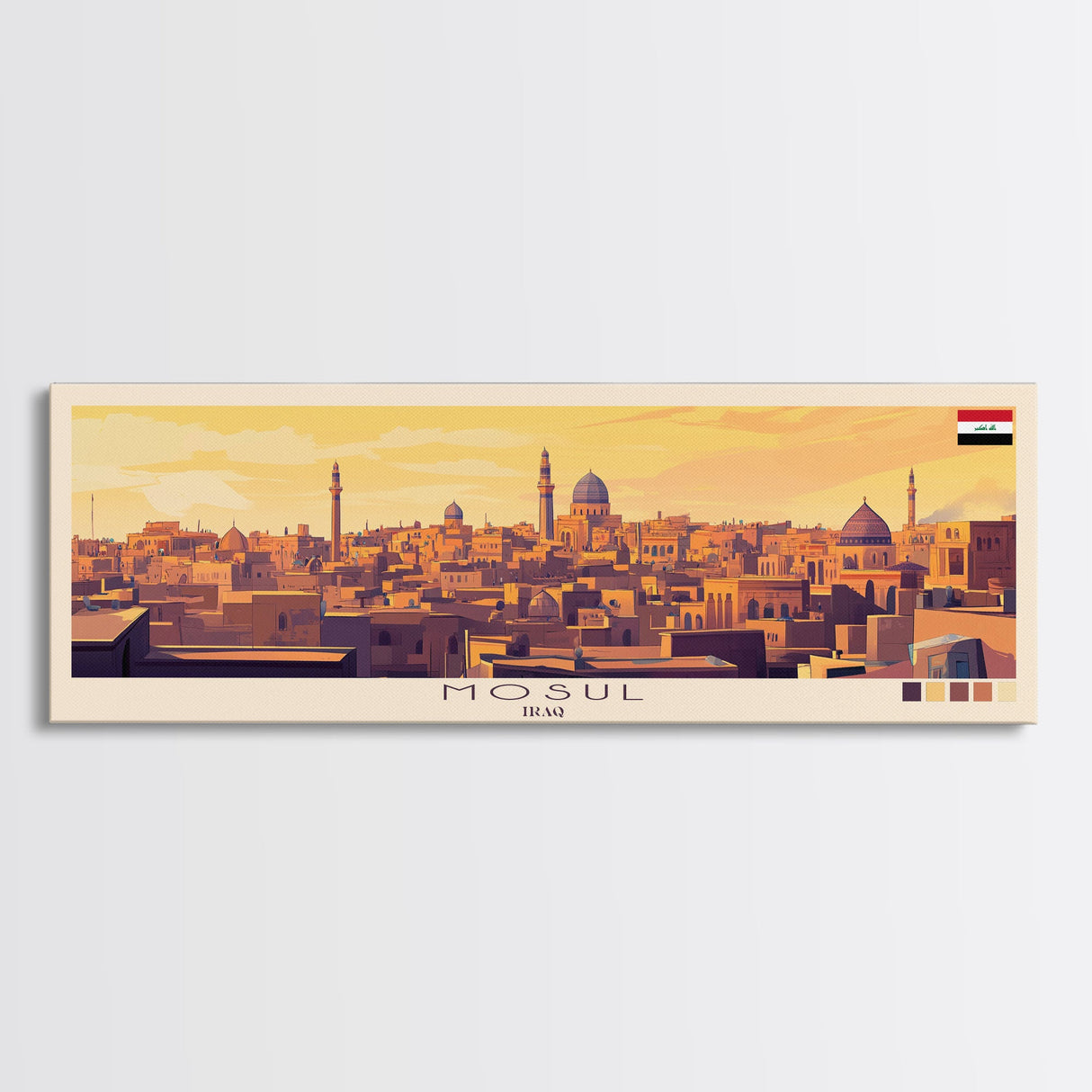 Mosul, Iraq Travel Poster Panoramic Canvas Print, Mosul, Iraq Painting, Iraq Art, Mosul Travel Art, Guest Room Painting