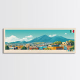 Naucalpan, Mexico Panoramic Travel Poster Canvas Print, Naucalpan, Mexico Painting, Mexico Art, Naucalpan Travel Art, Living Room Painting