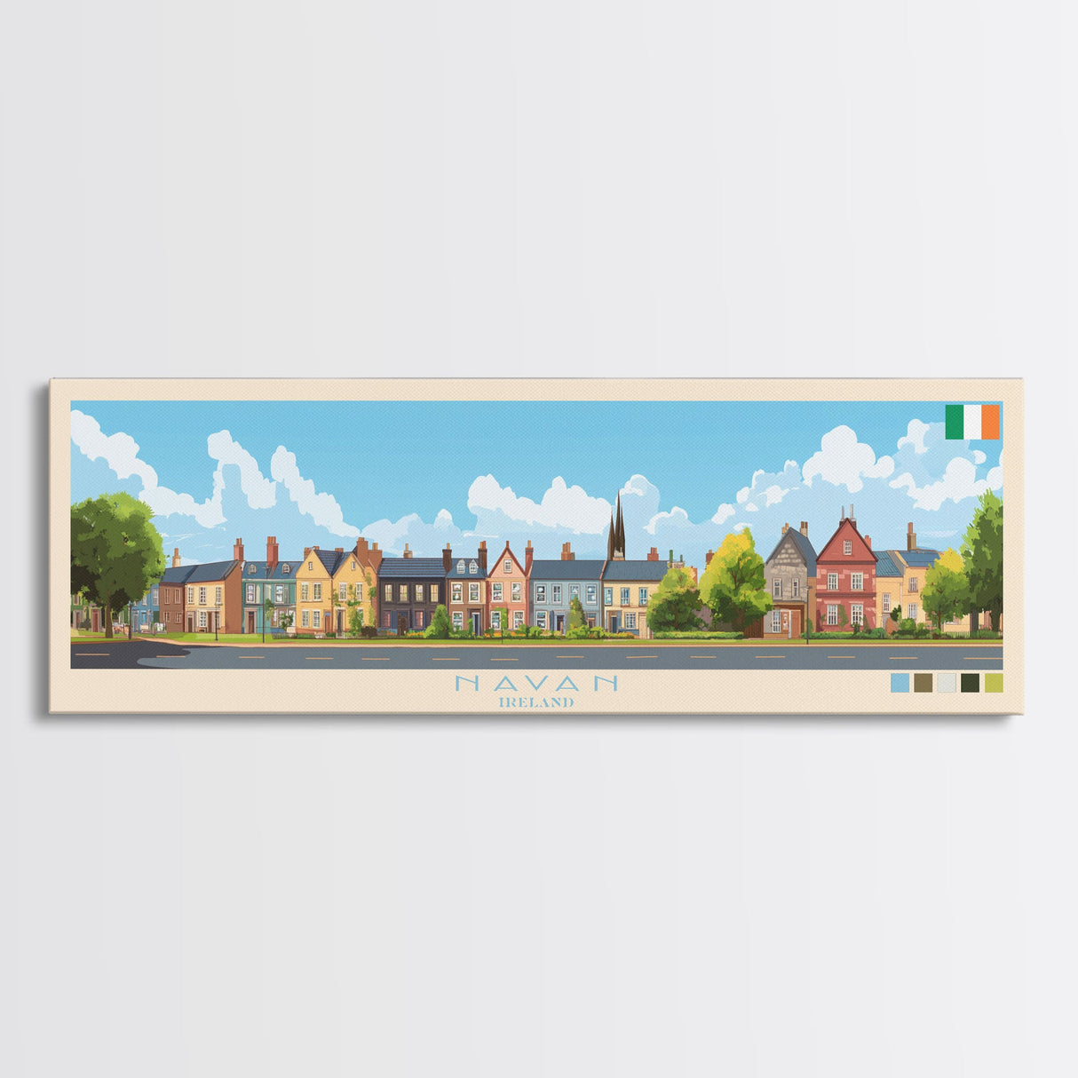 Navan, Ireland Travel Poster Panoramic Canvas Print, Navan, Ireland Painting, Ireland Art, Navan Travel Art, Guest Room Painting