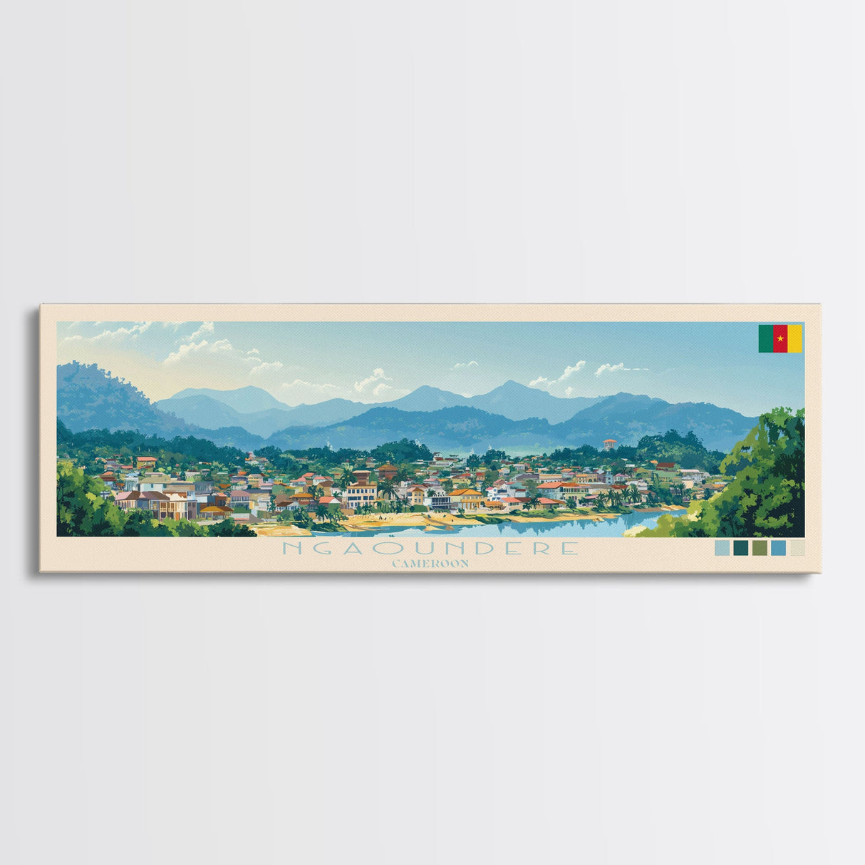 Ngaoundere, Cameroon Travel Poster Panoramic Canvas Print, Ngaoundere, Cameroon Painting, Cameroon Art, Ngaoundere Travel Art, Guest Room Painting