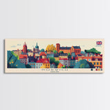 Panoramic Travel Poster Norwich, England Canvas Print, Norwich, England Painting, England Art, Norwich Travel Art, Guest Room Painting