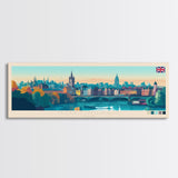 Nottingham, England Panoramic Travel Poster Canvas Print, Nottingham, England Painting, England Art, Nottingham Panoramic Travel Art, Travel Painting