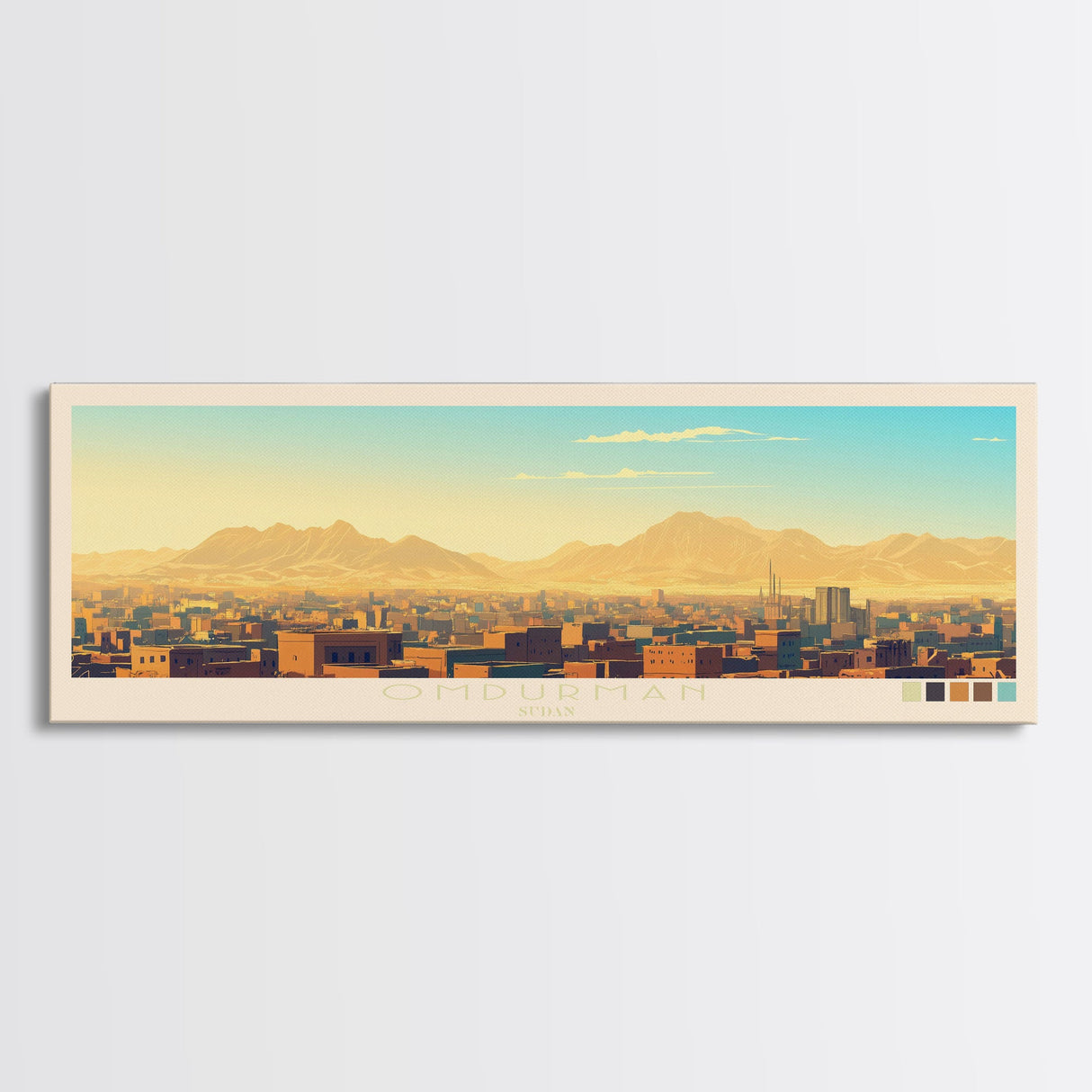 Omdurman,  Sudan Panoramic Travel Poster Canvas Print, Omdurman,  Sudan Painting,  Sudan Art, Omdurman Travel Art, Guest Room Painting