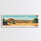 Ouahigouya, Burkina Faso Panoramic Travel Poster Canvas Print, Ouahigouya, Burkina Faso Painting, Burkina Faso Art, Ouahigouya Travel Art, Guest Room Painting