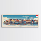 Palembang, Indonesia Panoramic Travel Poster Canvas Print, Palembang, Indonesia Painting, Indonesia Art, Palembang Travel Art, Guest Room Painting