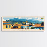 Popayan, Colombia Panoramic Travel Poster Canvas Print, Popayan, Colombia Painting, Colombia Art, Popayan Panoramic Travel Art, Travel Painting