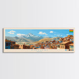 Potosi, Bolivia Panoramic Travel Poster Canvas Print, Potosi, Bolivia Painting, Bolivia Art, Potosi Panoramic Travel Art, Travel Painting