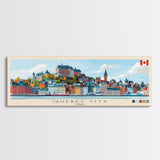 Quebec City, Canada Panoramic Travel Poster Canvas Print, Quebec City, Canada Painting, Canada Art, Quebec City Travel Art, Guest Room Painting