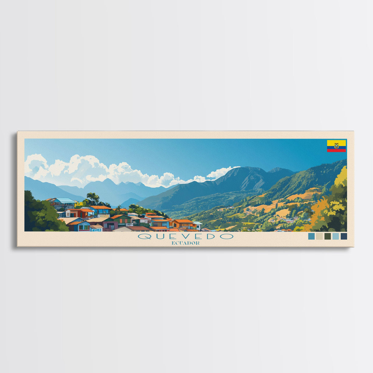 Quevedo, Ecuador Travel Poster Panoramic Canvas Print, Quevedo, Ecuador Painting, Ecuador Art, Quevedo Travel Art, Guest Room Painting