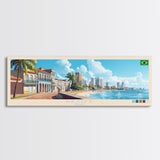 Recife, Brazil Travel Poster Panoramic Canvas Print, Recife, Brazil Painting, Brazil Art, Recife Travel Art, Guest Room Painting