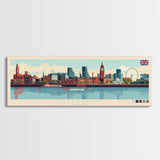 Salford, England Panoramic Travel Poster Canvas Print, Salford, England Painting, England Art, Salford Travel Art, Guest Room Painting