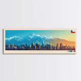 Santiago, Chile Travel Poster Panoramic Canvas Print, Santiago, Chile Painting, Chile Art, Santiago Travel Art, Guest Room Painting