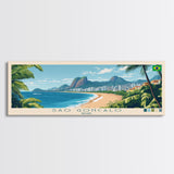 Sao Goncalo, Brazil Panoramic Travel Poster Canvas Print, Sao Goncalo, Brazil Painting, Brazil Art, Sao Goncalo Travel Art, Guest Room Painting