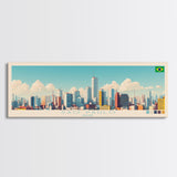 Sao Paulo, Brazil Panoramic Travel Poster Canvas Print, Sao Paulo, Brazil Painting, Brazil Art, Sao Paulo Panoramic Travel Art, Travel Painting