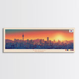 Seoul, South Korea Panoramic Travel Poster Canvas Print, Seoul, South Korea Painting, South Korea Art, Seoul Travel Art, Guest Room Painting