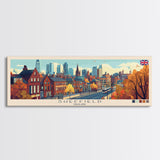 Sheffield, England Panoramic Travel Poster Canvas Print, Sheffield, England Painting, England Art, Sheffield Panoramic Travel Art, Travel Painting